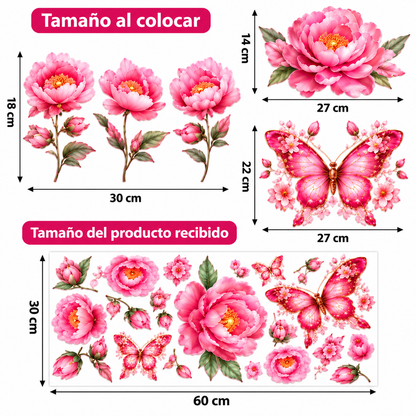 Adhesivos Florales Decorativos para Inodoro