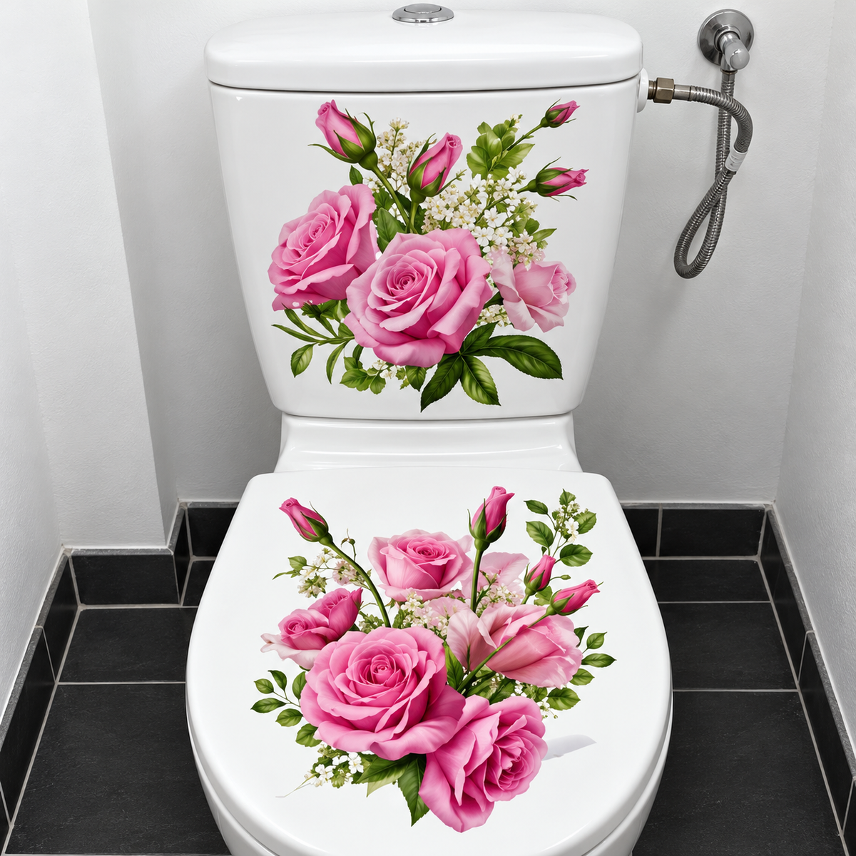 Adhesivos Florales Decorativos para Inodoro